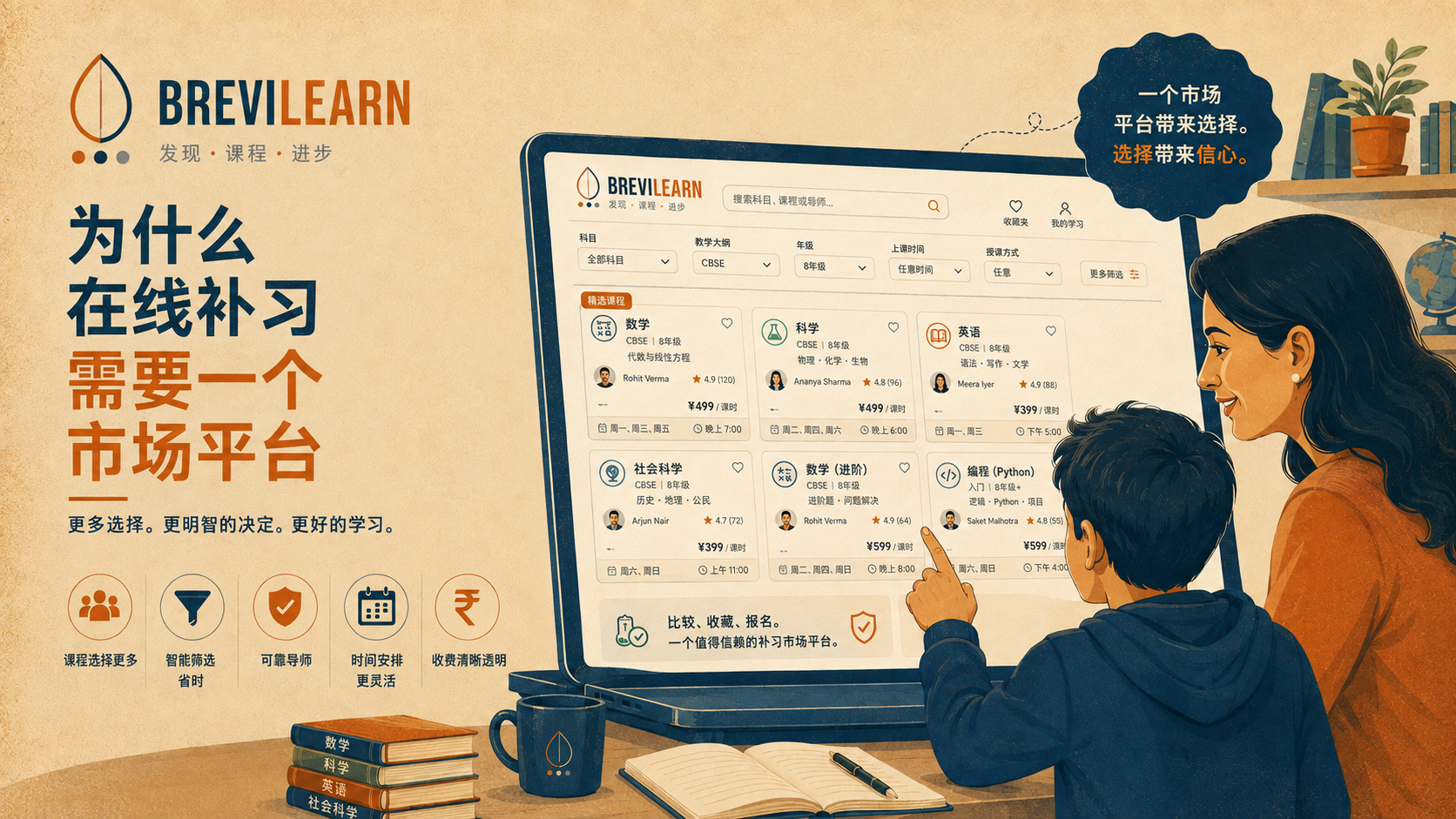 为什么线上补习需要一个市场平台——BreviLearn 中文主视觉